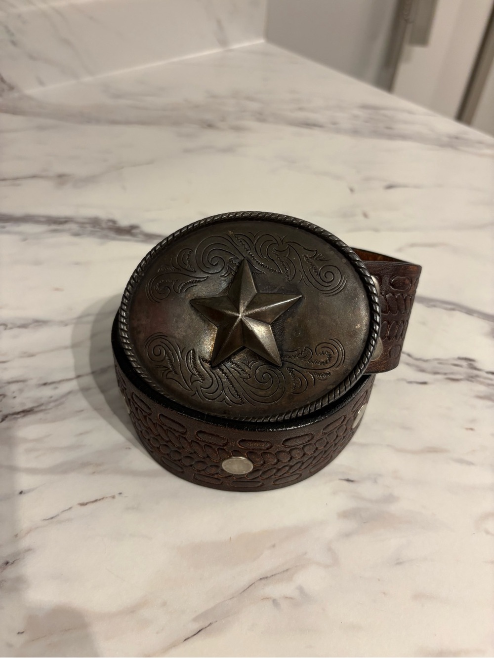 Brave Belt Works Leather western belt star buckle made in Spain